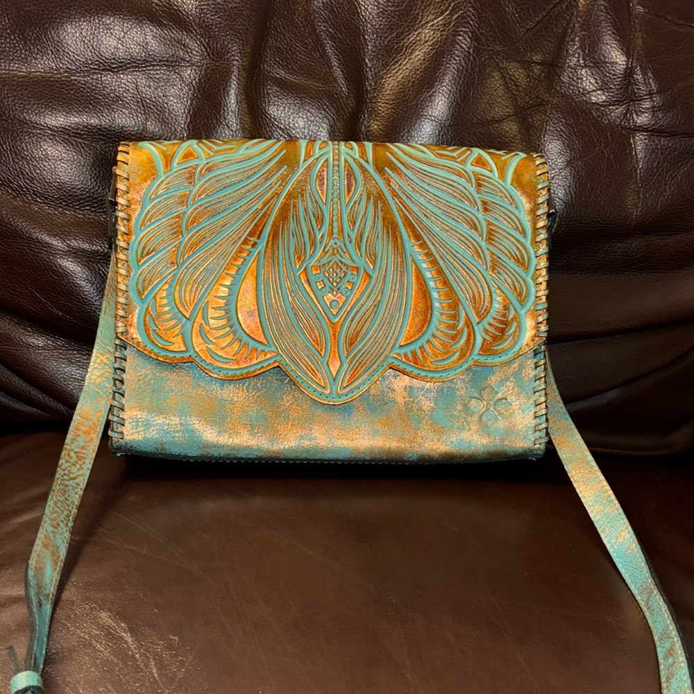Patricia Nash turquoise tooled Crossbody